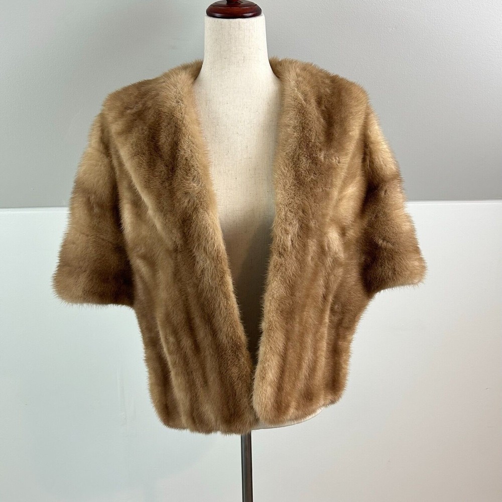 Vintage Mink Fur Stole Cape The Palace Ben Kreitman, Furs OSFM EUC Pockets